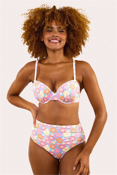 Бюстгальтер-бикини с глубоким вырезом и цветочным принтом артикул 154345005