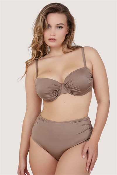 Бикини-топ с балконеткой и рюшами для полных грудей артикул 154344284