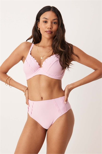 Нижняя часть бикини с высокой талией и двойной волнистой отделкой артикул 141008134