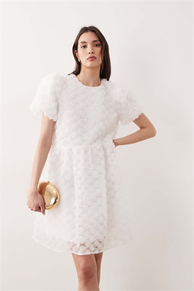 Мини-платье-сарафан с 3D-текстурой в виде роз артикул 152865149