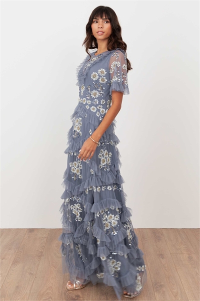 Макси-платье с оборками на рукавах «ангельские крылышки» артикул 154345620