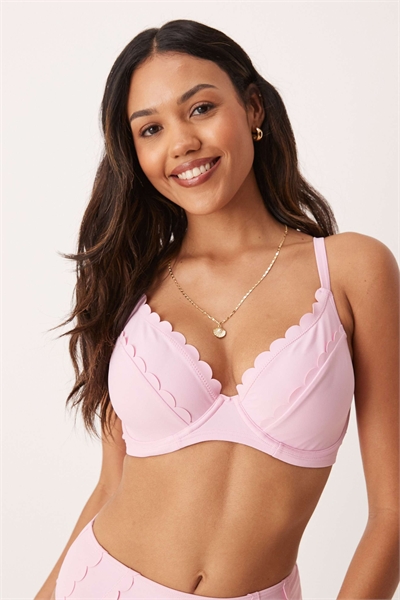 Топ бикини на косточках с двойной волнистой отделкой артикул 141008133