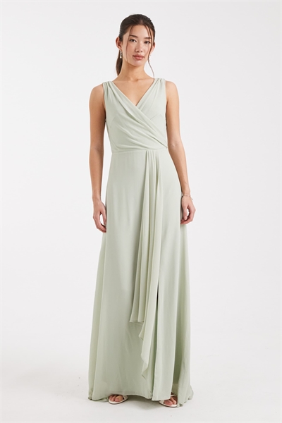 Макси-платье с драпировкой и шифоновым топом-халатом для подружки невесты артикул 153113237