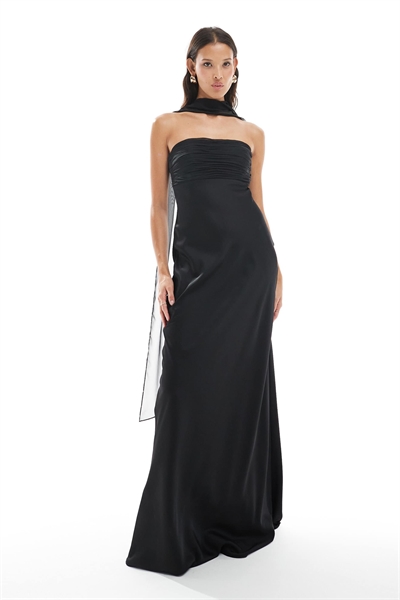 Макси-платье из шифона и атласа для подружки невесты артикул 148919989