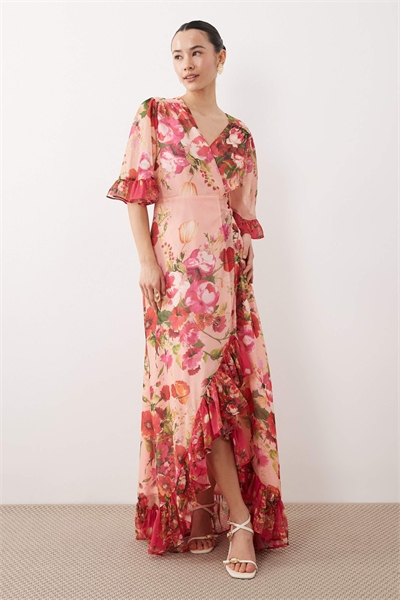 Макси-платье с рукавами-колоколами артикул 153362515