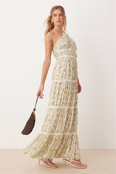 Макси-платье на бретелях с вышитой отделкой артикул 142682314