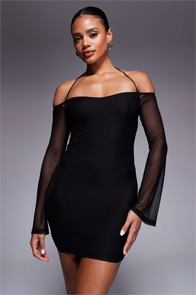 Мини-платье облегающего кроя с сетчатыми рукавами от Acosta артикул 148071799