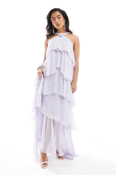 Макси-платье Felicia с завязками на шее, многослойным кроем и украшением в виде букета артикул 141662745