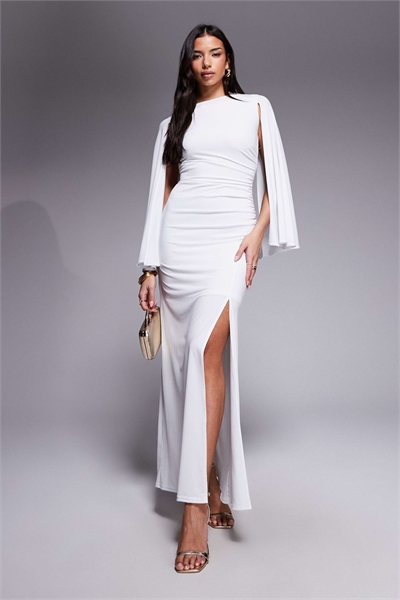 Макси-платье с рукавами-крылышками и сборками по бокам артикул 155001895