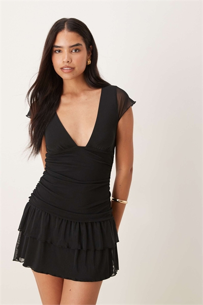 Платье с рукавами-крылышками и оборками от Mowgli артикул 152899965