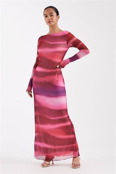 Макси-платье с длинными рукавами из сетчатой ткани артикул 153084282