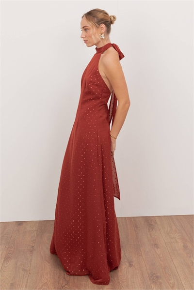 Макси-платье с завязками на шее и открытой спиной артикул 154594683