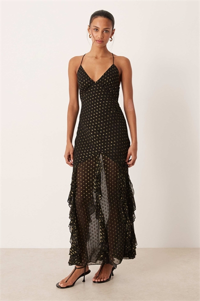 Макси-платье с завязками на спине и бретелями артикул 152417384