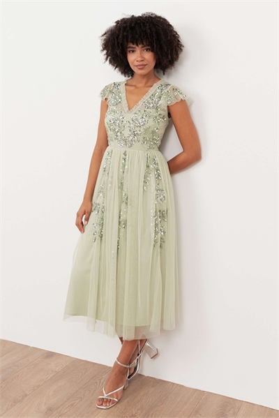 Платье средней длины из тюля с украшениями артикул 154345932