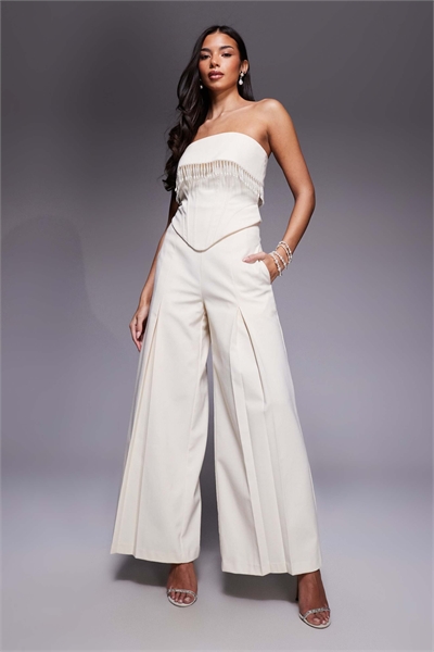 Широкие льняные брюки с складками co-ord артикул 153408400