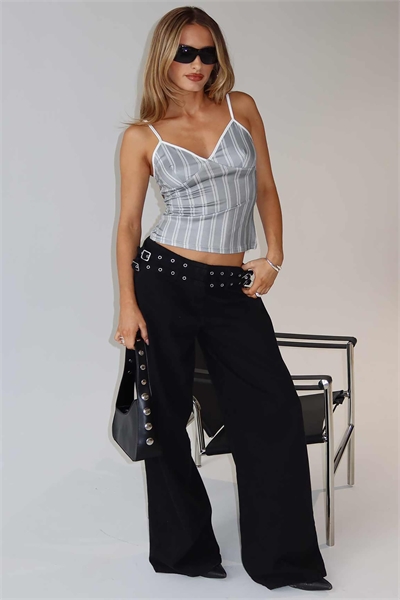 Джинсы из денима с широкими брючинами, двойным поясом и ажурными вставками, с высоким содержанием хлопка от Baccarat артикул 150660854