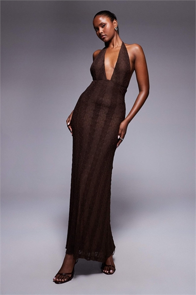 Макси-платье Zoi с кружевом, глубоким вырезом и завязками за шеей артикул 147662139