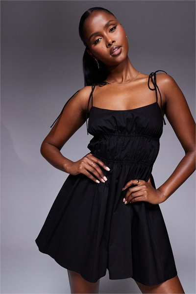 Мини-платье-скатер с бретелями и сборками от Jacksonne артикул 146840235