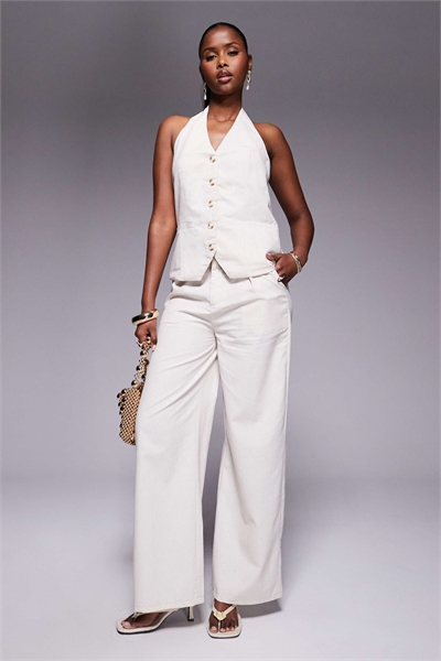 Комплект из жилета с застежкой на пуговицах и широких брюк артикул 140373423