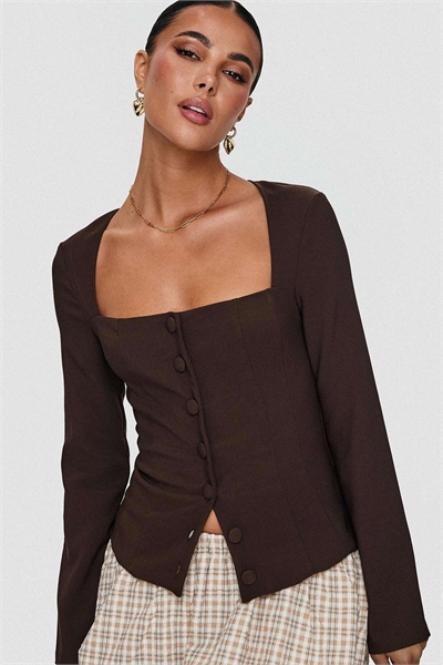 Блузка с квадратным вырезом и застежкой на пуговицы от Gaskin артикул 146140505