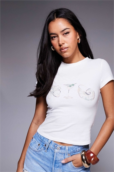 Майка для малышей с принтом Odyssey shell и martini, белого цвета артикул 140137312