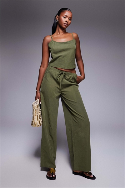 Комплект из топа-ками «Paigey» и брюк с широкими брючинами на шнурке артикул 140137404