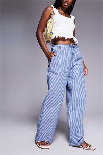 Брюки Veridian с широкими брючинами и завязками на талии, имитирующие лен артикул 140137401