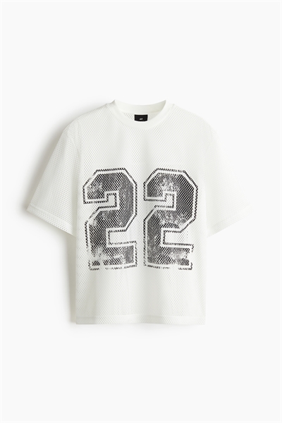 Футболка из сетки с принтом оверсайз артикул 1262374003