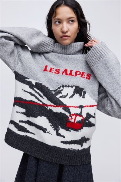 Джемпер с вырезом поло из жаккардовой вязки артикул 1312460001