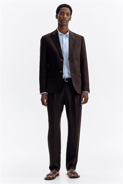 Брюки из смешанного льна с классическим кроем артикул 1320432002