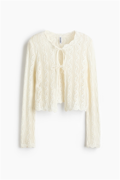 Кардиган с завязками спереди из трикотажа с узором «поинтел» артикул 1328932004