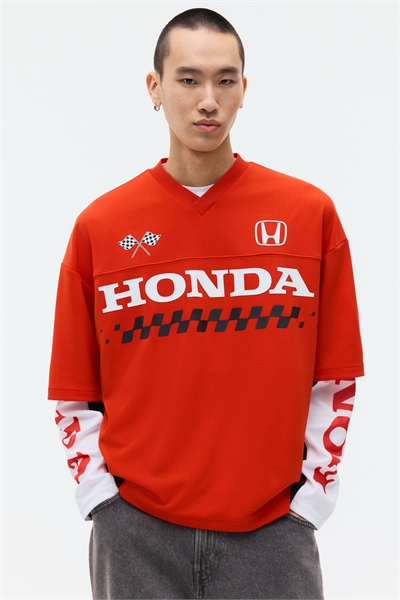 Футболка из сетчатого материала с принтом и свободным кроем артикул 1331359001