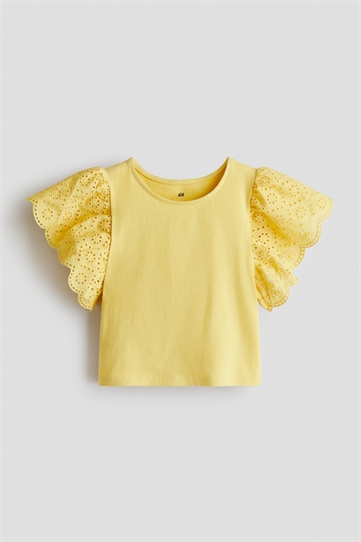 Топ с рукавами-крылышками и английской вышивкой артикул 1332953005