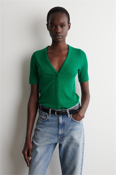 Кардиган с короткими рукавами из трикотажа с узором «поинтел» артикул 1327023003