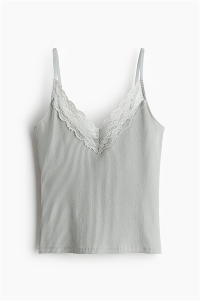 Топ на бретельках с кружевной отделкой артикул 1281786028