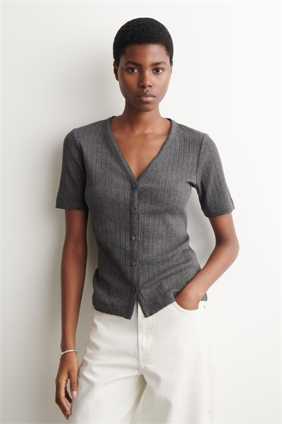 Кардиган с короткими рукавами из трикотажа с узором «поинтел» артикул 1327023002