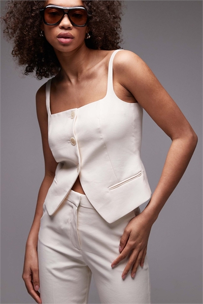 Жилет с квадратным вырезом под льняную ткань co-ord артикул 142740068