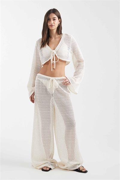 Пляжный топ, связанный крючком, с завязками спереди артикул 153085325