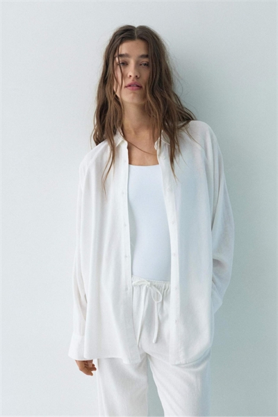 Рубашка с длинными рукавами из смешанного льна артикул 155869083