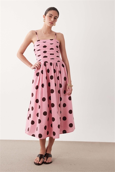 Платье-бандо средней длины Felicity с розово-коричневым горошком артикул 153883314