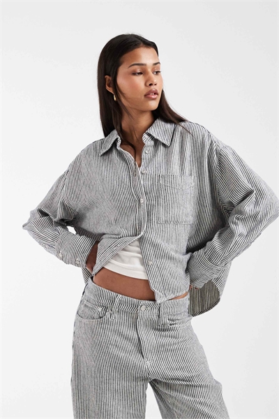 Рубашка из смешанного льна в полоску co-ord артикул 155647574