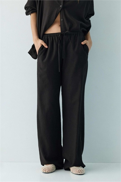 Брюки-джоггеры из смешанного льна артикул 155869062