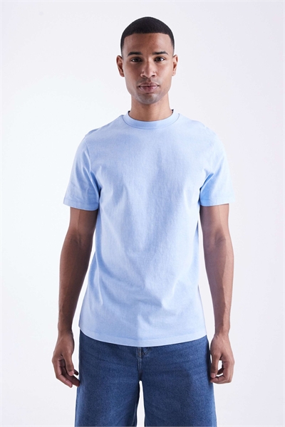 Тяжелая футболка с круглым вырезом, окрашенная в синий цвет - LBLUE артикул 150368837