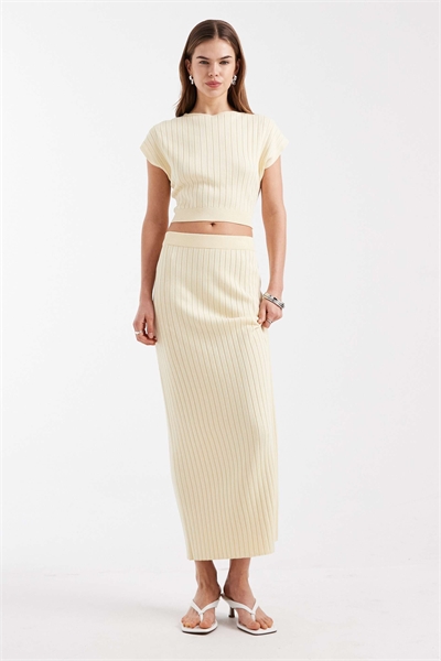 Макси-юбка из ребристого трикотажа с высокой талией co-ord артикул 153054129
