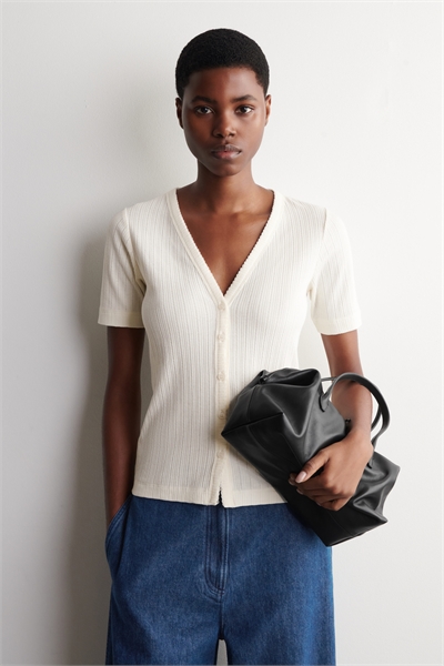 Кардиган с короткими рукавами из трикотажа с узором «поинтел» артикул 1327023001