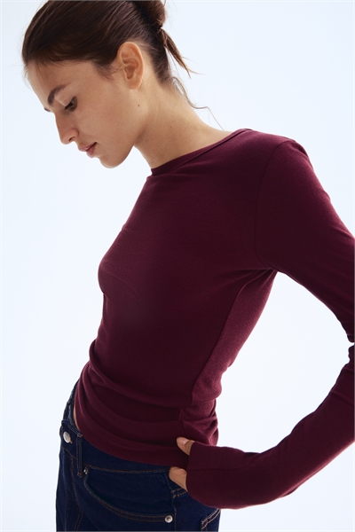 Футболка лонгслив в рубчик артикул 0999727073