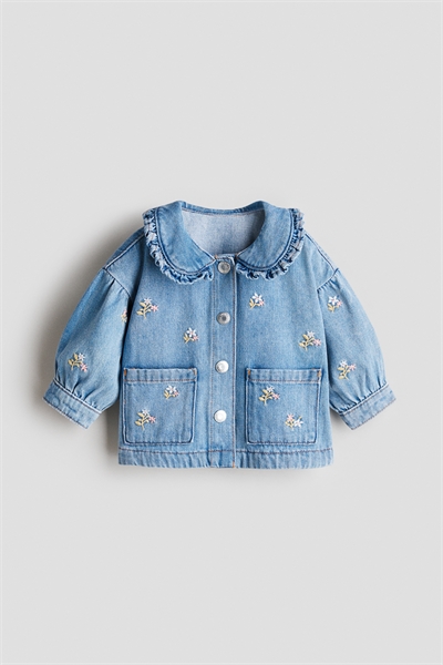 Джинсовая куртка с вышитыми элементами артикул 1318593001