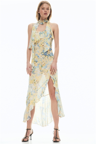 Платье из шифона с оборками и шарфом артикул 1331175001