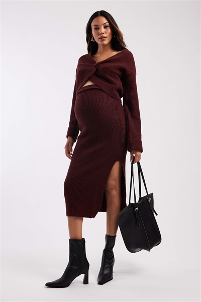 Короткий вязаный свитер с перекрещивающимся вырезом от Mamalicious Maternity co-ord артикул 149855398