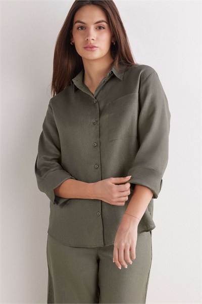 Рубашка из чистого льна с полотняным переплетением артикул 154060047